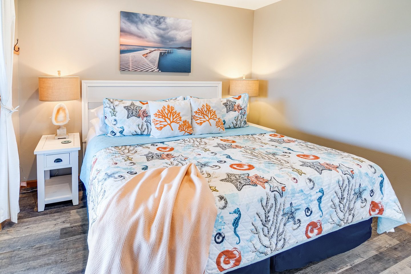Curl up with a good book in the large king bed.
