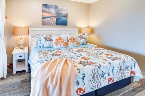 Curl up with a good book in the large king bed.