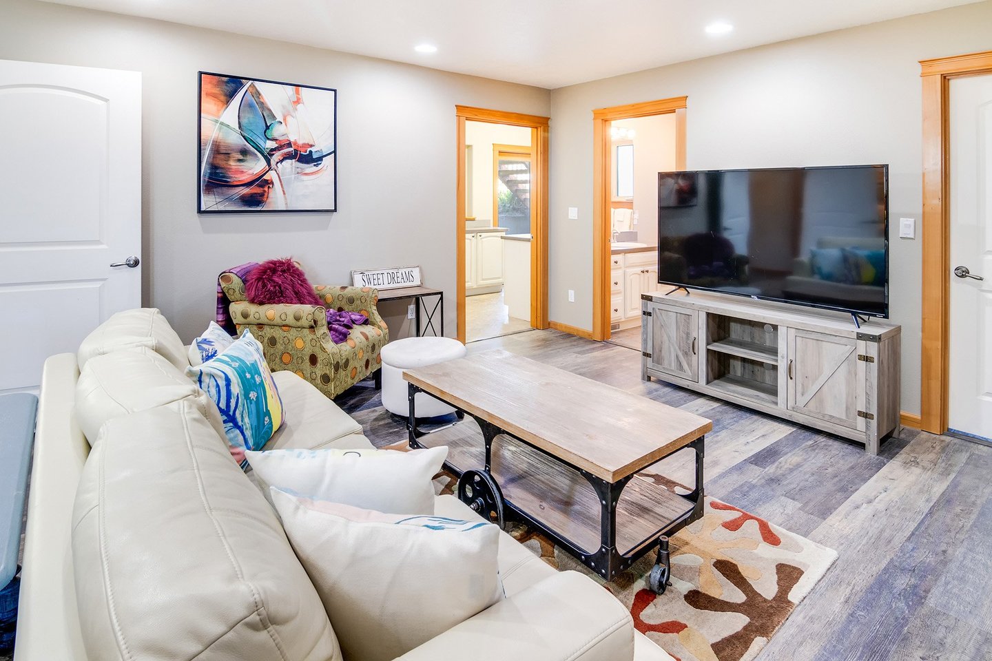 Let the kids watch their own movie in this entry level family room.