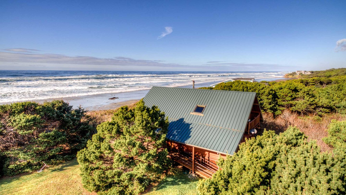 Blue Moon Beach surrounded by shore pines feels very private!