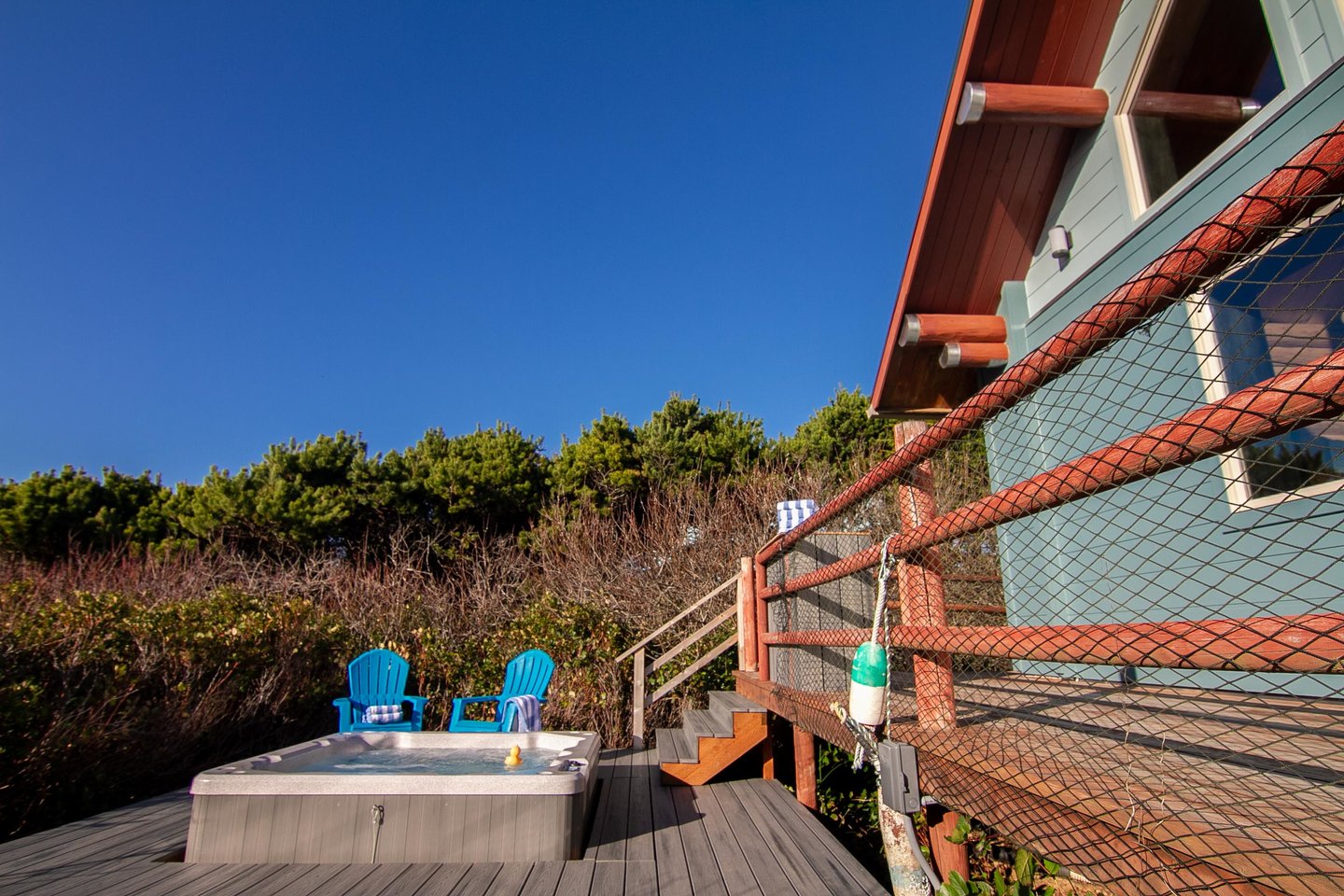 Relax on the deck or in the hot tub.