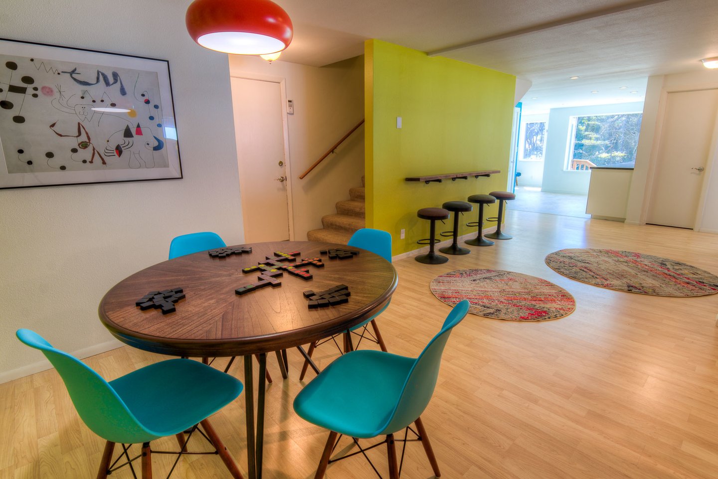 This is a perfect spot for kids to put together puzzles or play games.