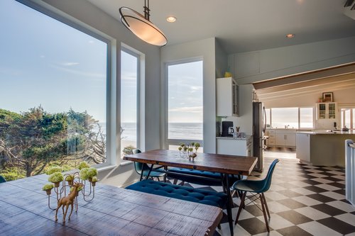 Dining off of the kitchen makes serving easy!