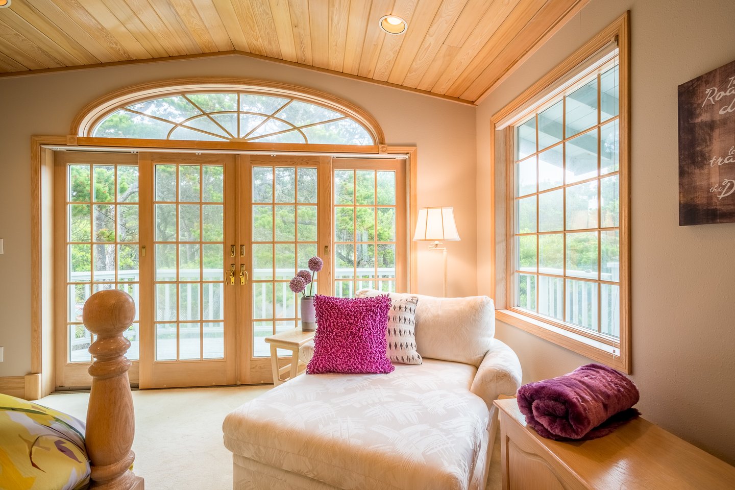 Relax with a book or watch the birds from this cozy east facing second floor bedroom
