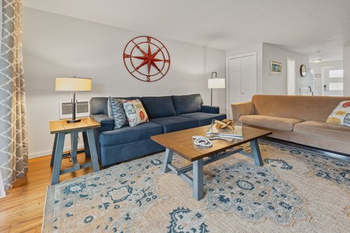 The queen sleeper sofa adds extra sleeping space for guests.