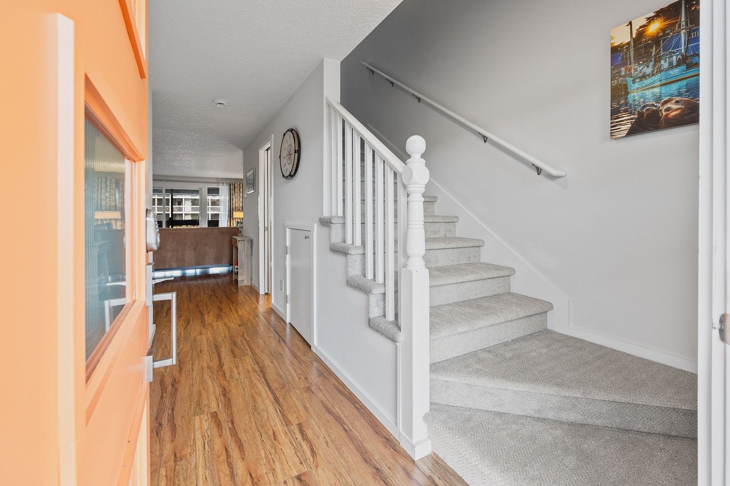 Up the stairs to two bedrooms and a bath.