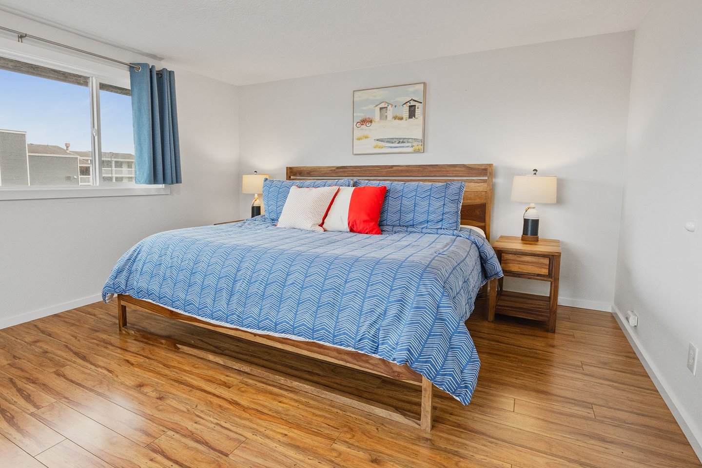 Relax after a fun day in the king size bed.