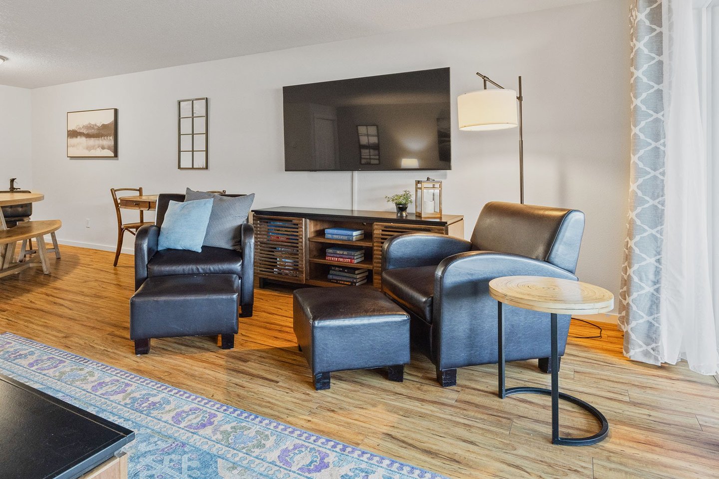 Sunny living space with television for late night entertainment.