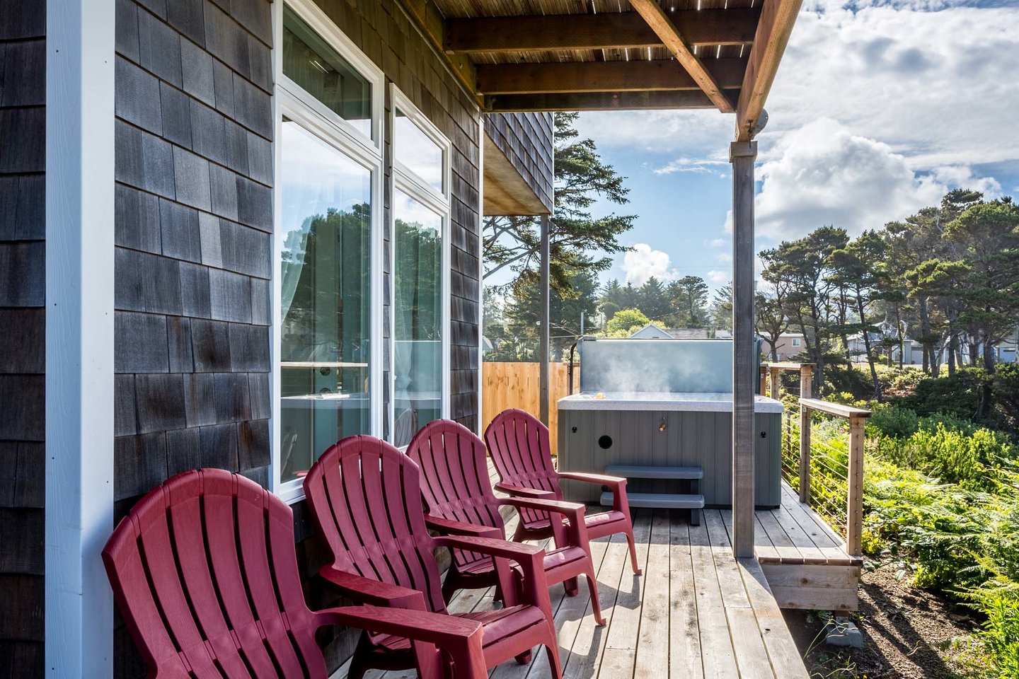 Relax on the deck or take a dip in the hot tub.