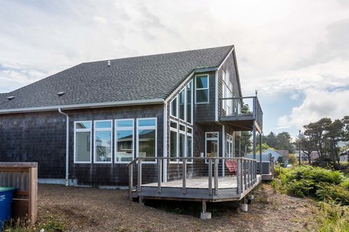 Just For The Halibut has ocean  view decks for your enjoyment.