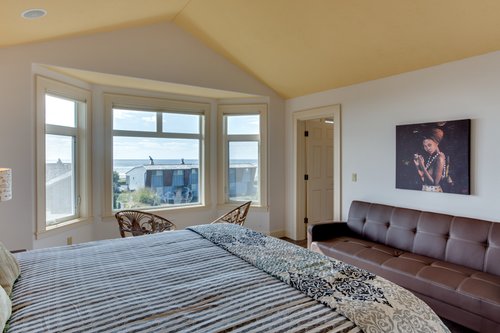 Added sleeping space is available with the futon in the bedroom.