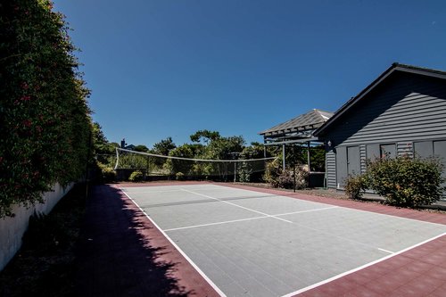 The sport court can add loads of fun for playing badminton, tennis or even volleyball!