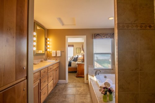 Enjoy the privacy of the large ensuite primary bath.