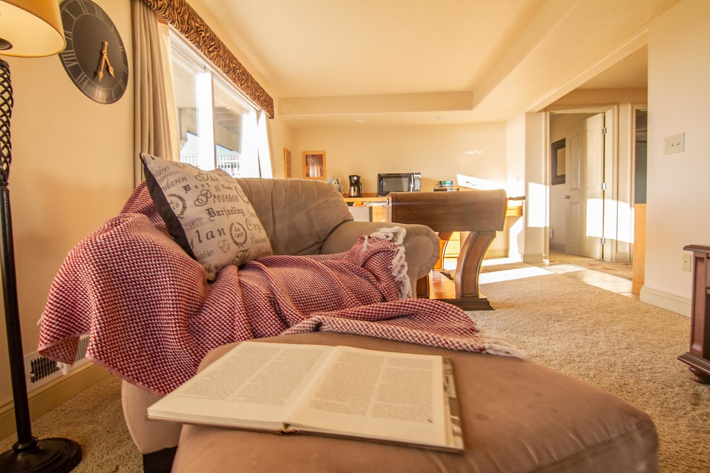 Curl up with a book downstairs while the kids play foosball.