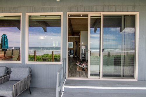 Large sliding doors open up to your private deck.