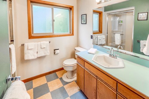 One of the two full bathrooms upstairs.