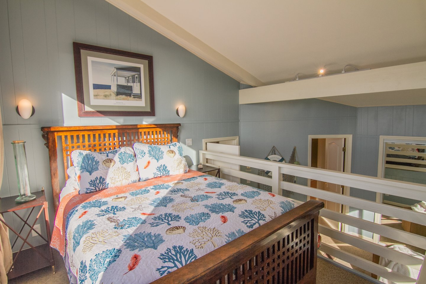 The queen loft bed upstairs is such a fun feature!