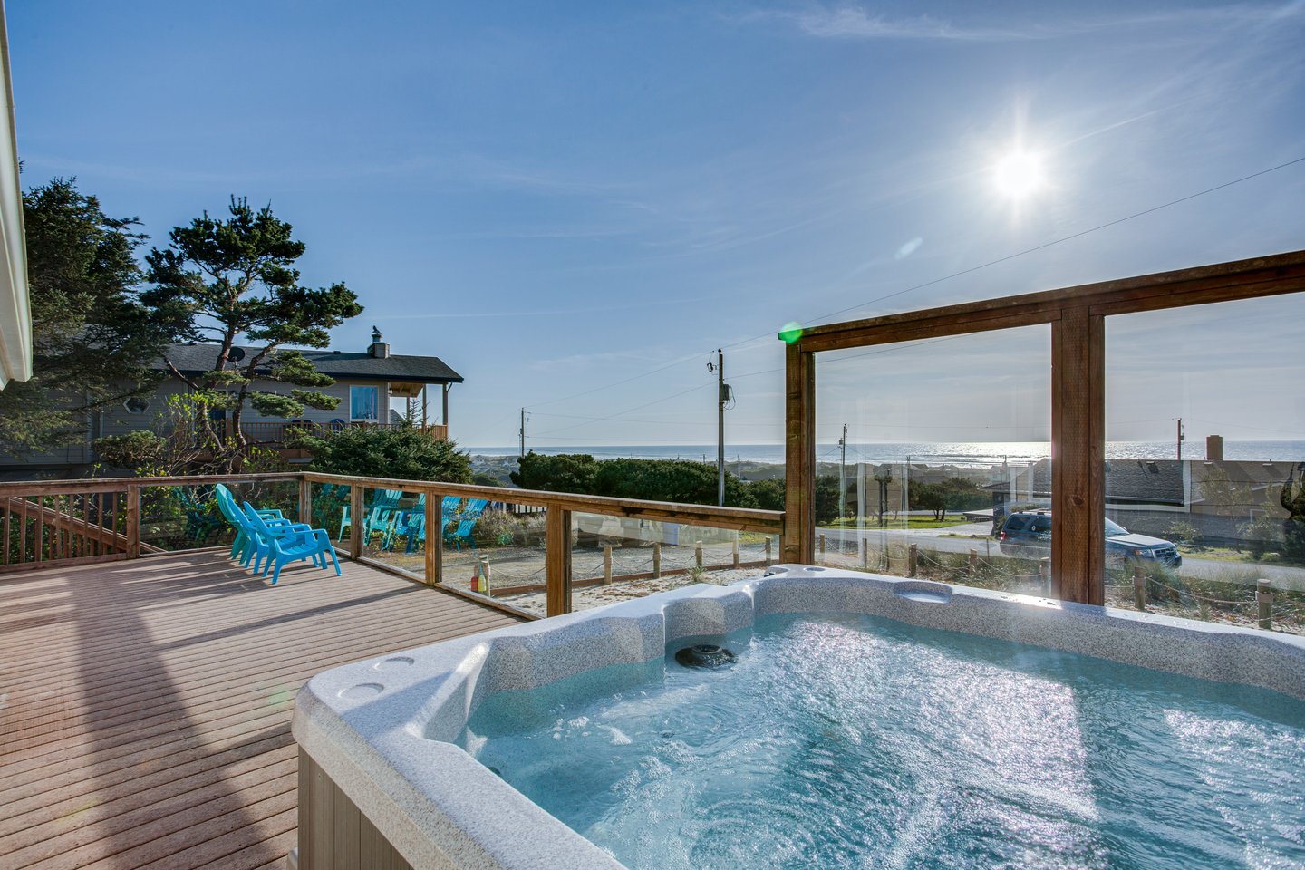 Soak in the hot tub after a long day.