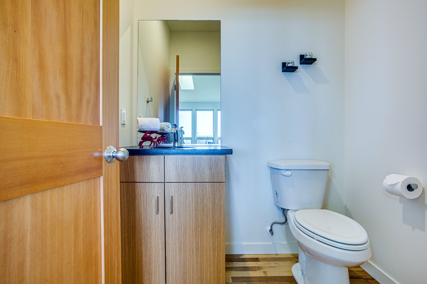 A half bath upstairs.