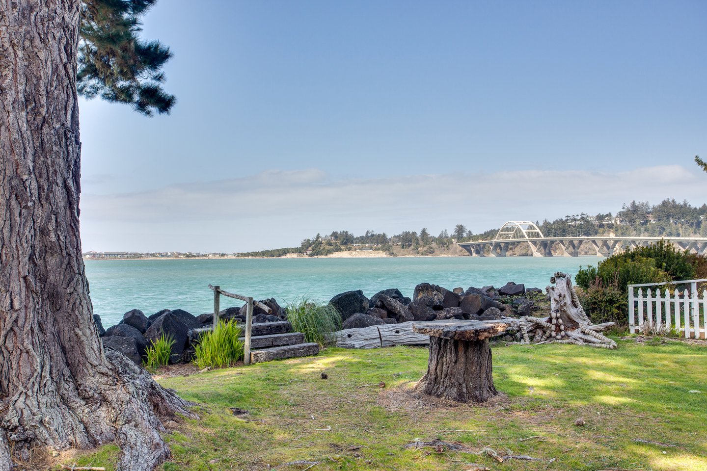 Enjoy an amazing view of the Alsea Bay Bridge.