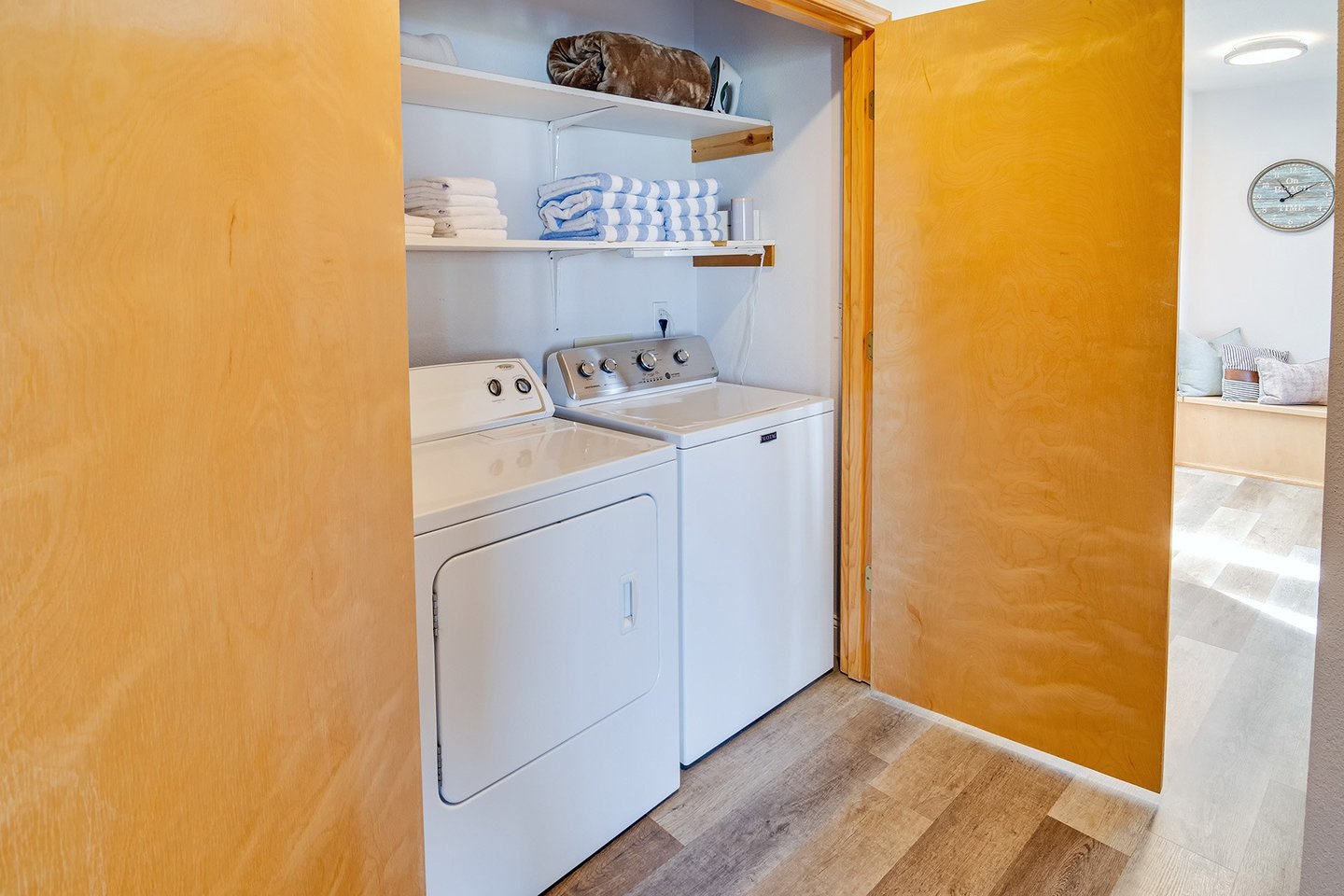 A washer and dryer are provided for your convenience.