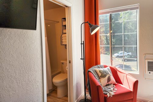 A little reading nook in the bedroom.