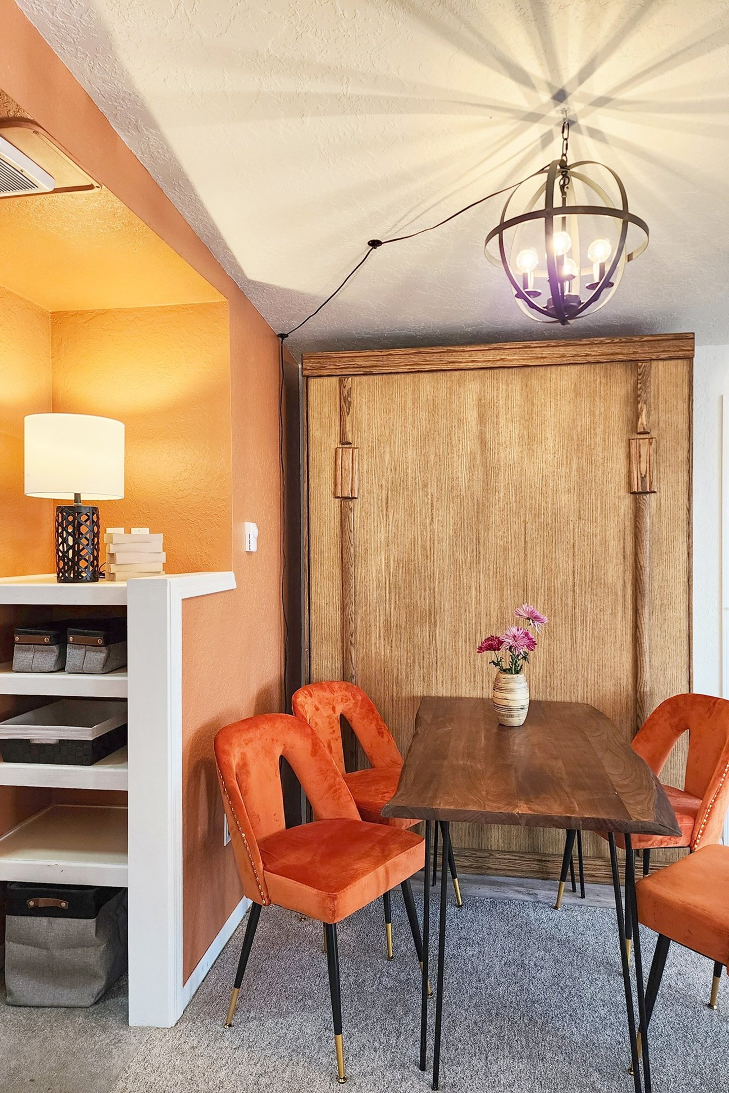 The murphy bed also has a table to pull down and use.