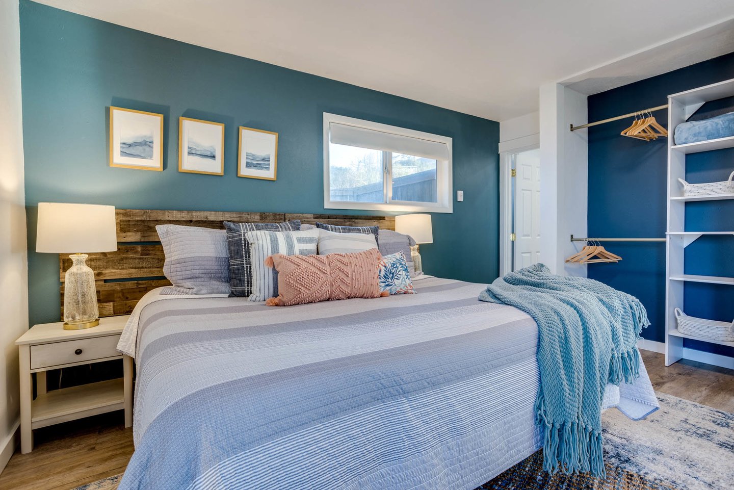 Relax in the master bedroom with king bed.