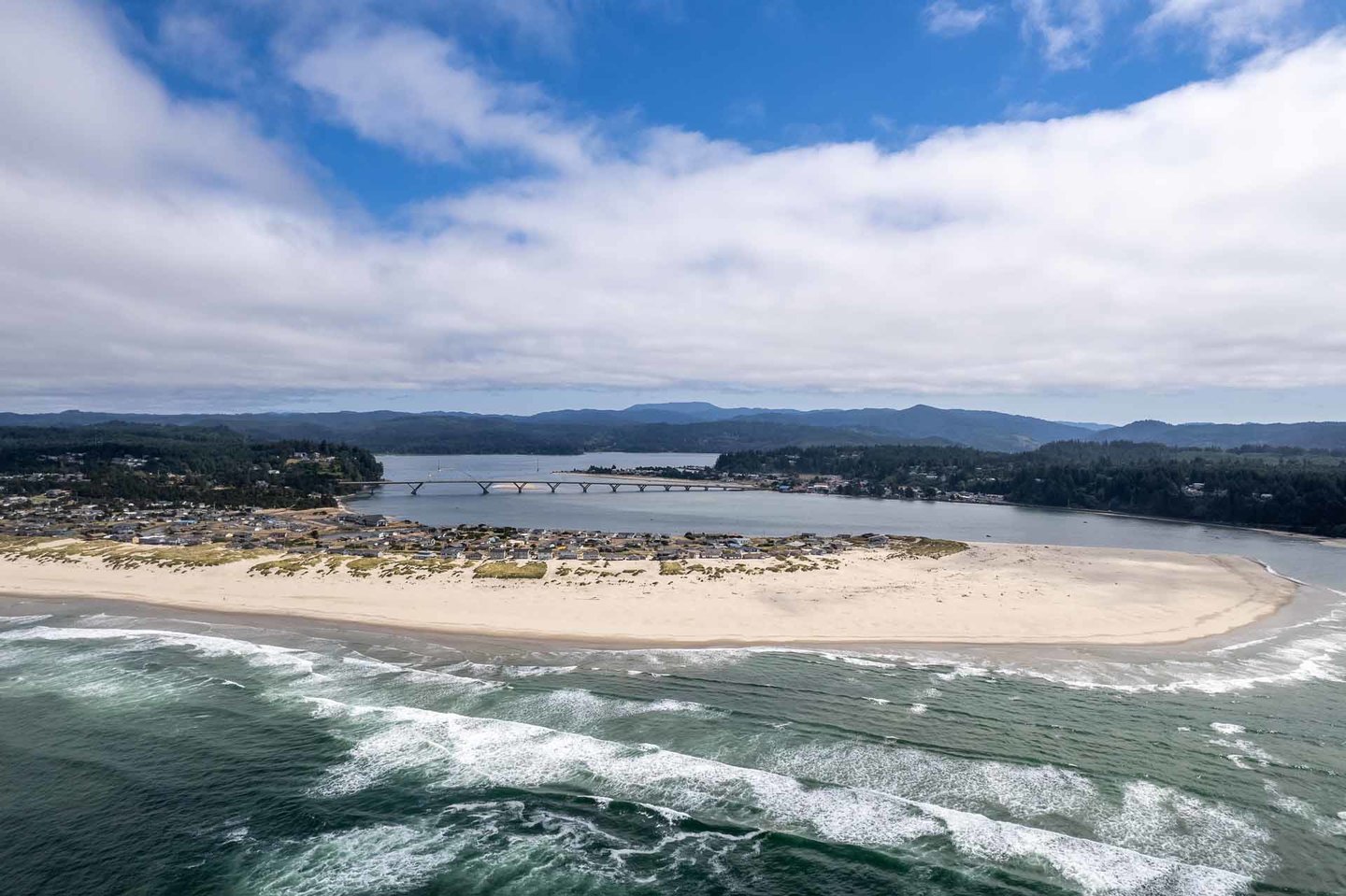 The Bay Shore community between the Alsea Bay and Pacific Ocean.