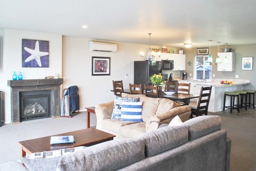 Plenty of seating to enjoy the fire or watch television.