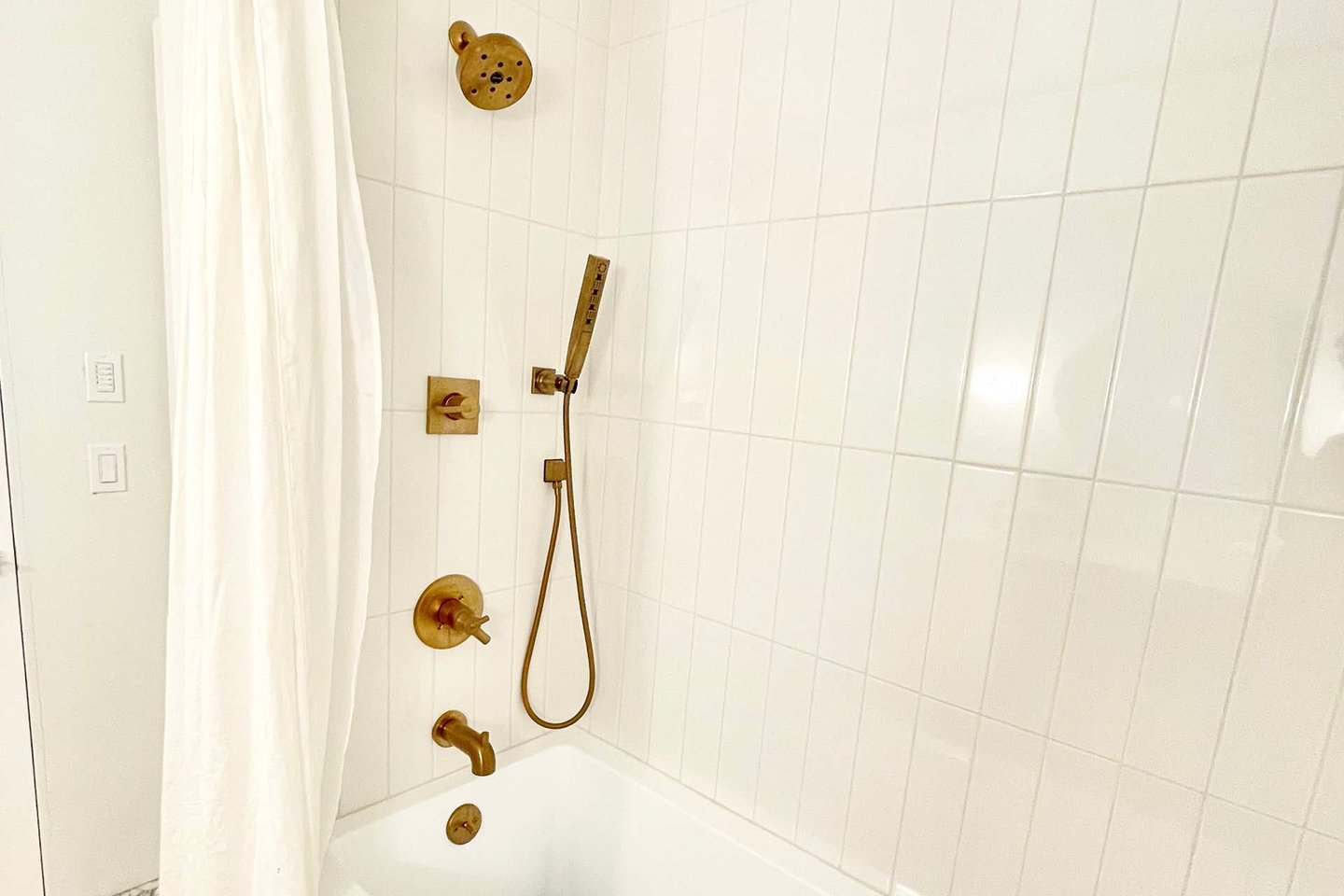 The bath on the main floor has a deep soaking tub as well as shower.