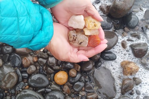 Agate hunting right across the highway!