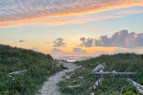The path to the beach is just across highway 101.
