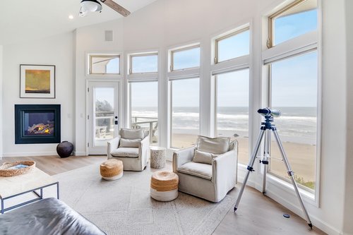 Enjoy the gas fireplace on a stormy day.