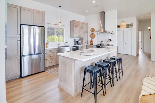 Light and airy kitchen is fun to cook in.