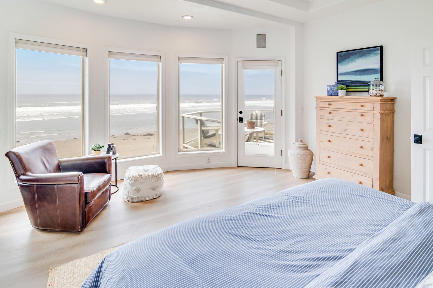 The master has its own door out to the ocean front deck.