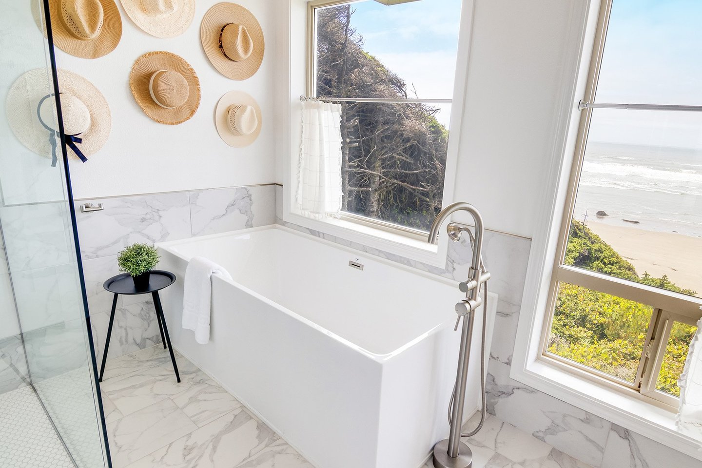 Enjoy ocean views from the soaking tub.