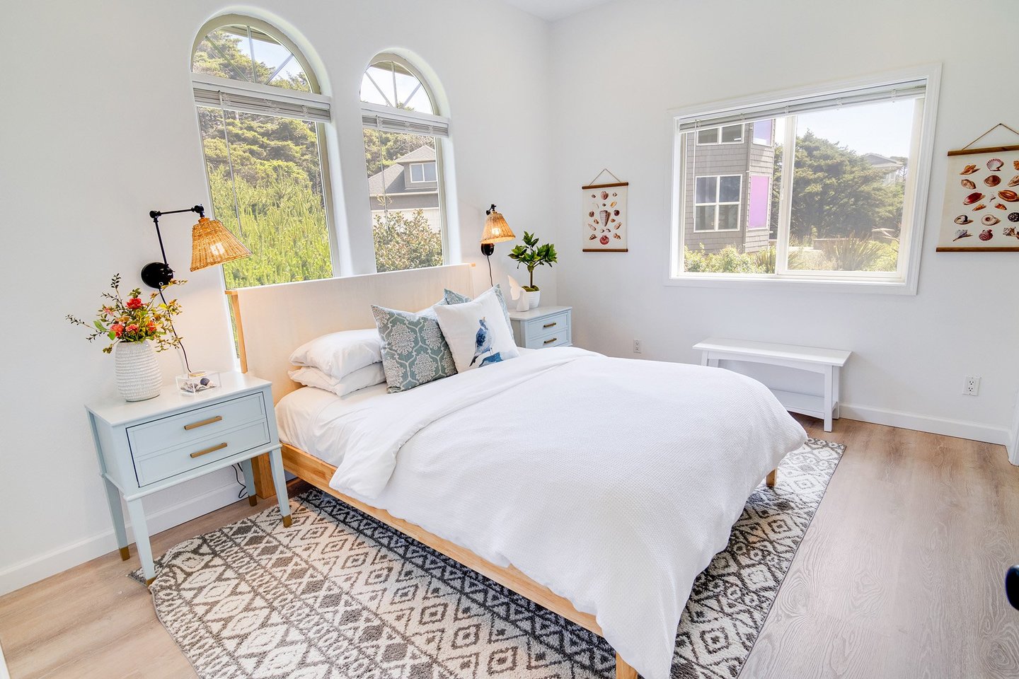 The second bedroom has a comfy queen bed and access to a bath in the hall.