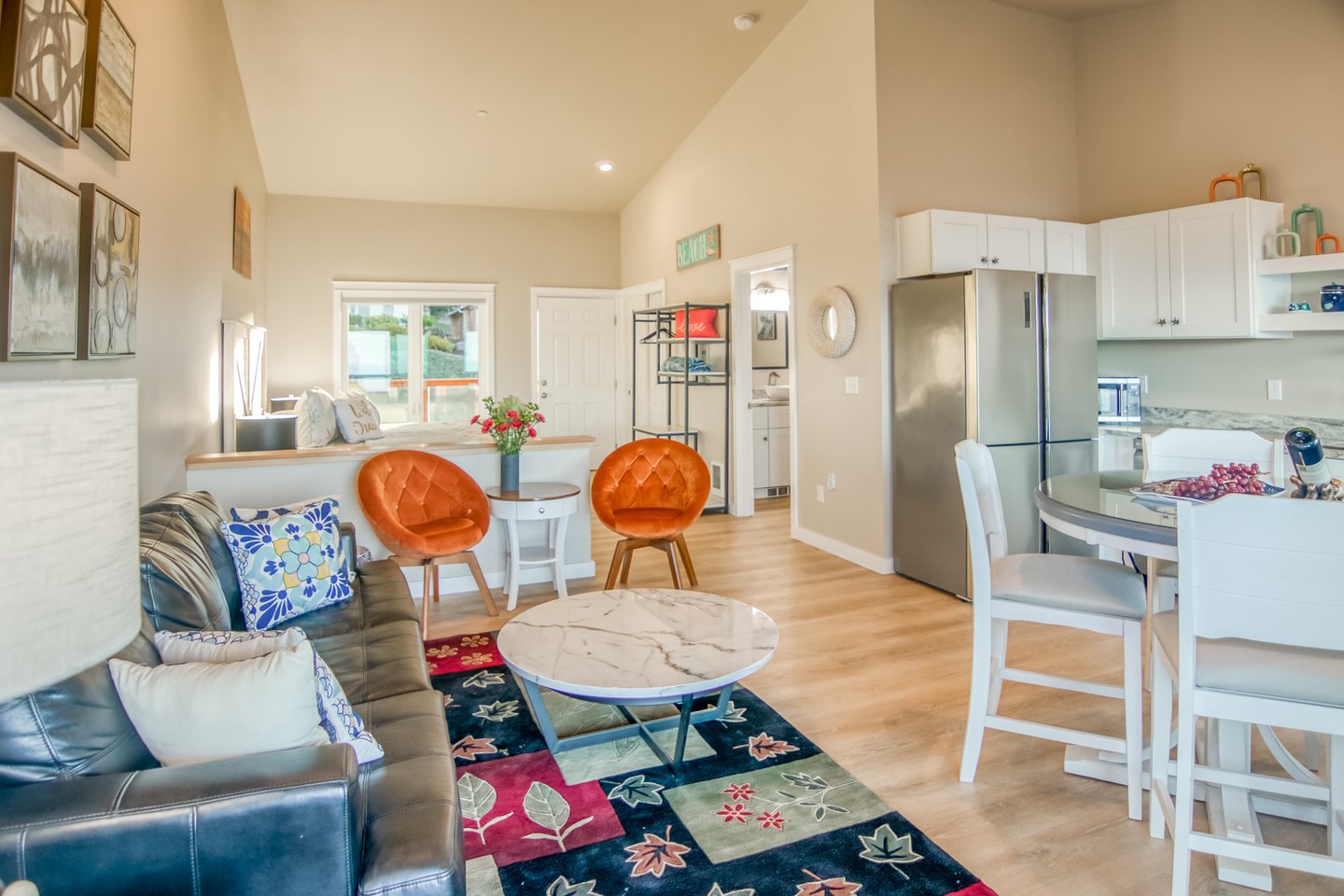 Cute, colorful studio to relax in.