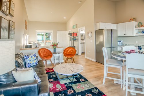 Cute, colorful studio to relax in.