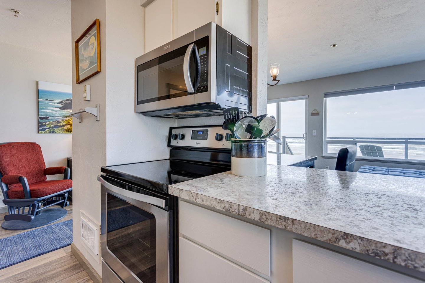 Enjoy the ocean views from the kitchen!