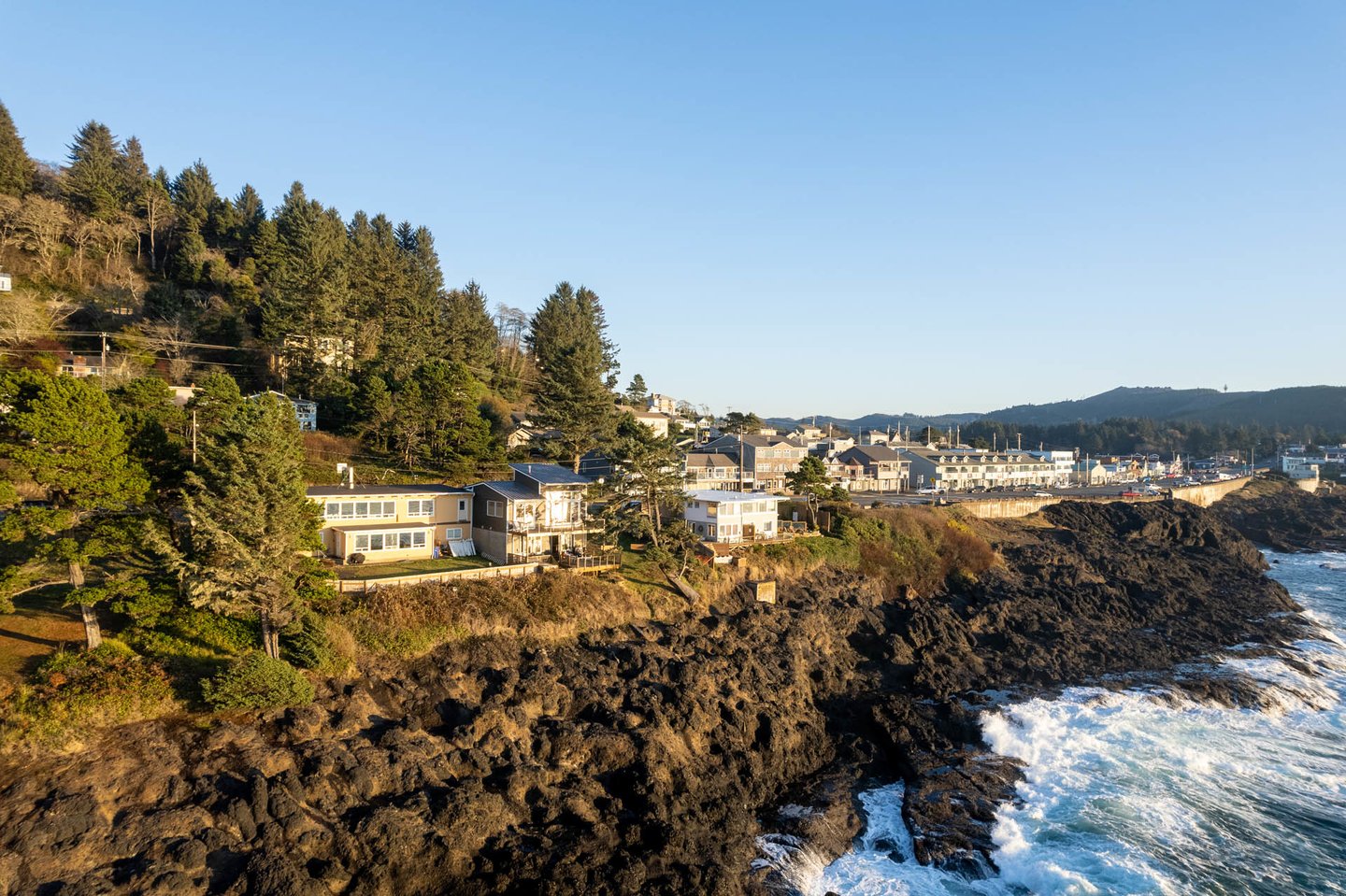 Perched on a basalt rock cliff.
