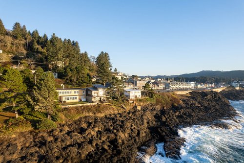 Perched on a basalt rock cliff.