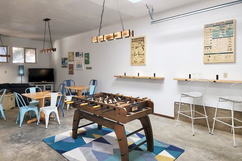 The game room is set up for cards, puzzles, board games and more.