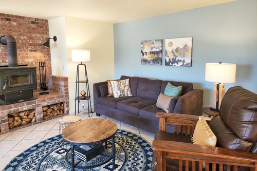 Another seating area close to the wood stove.
