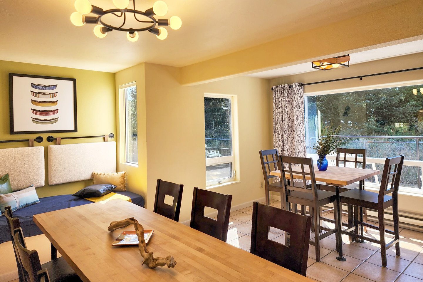 Multiple tables to entertain family and friends.