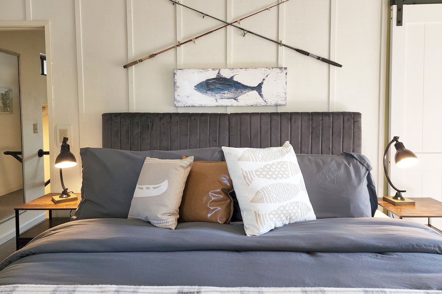 Let the decor inspire you to fish or just spend time by the water.
