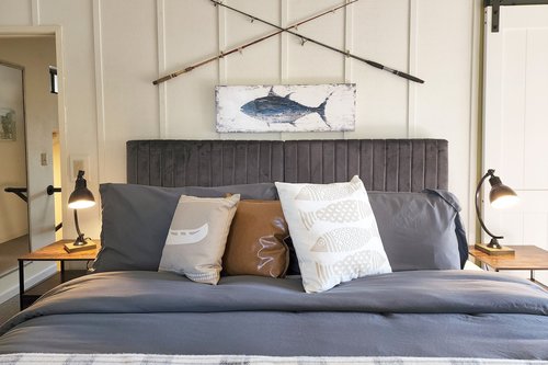 Let the decor inspire you to fish or just spend time by the water.