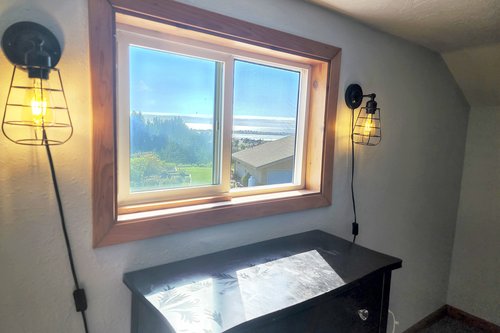 View of the ocean from the loft window.