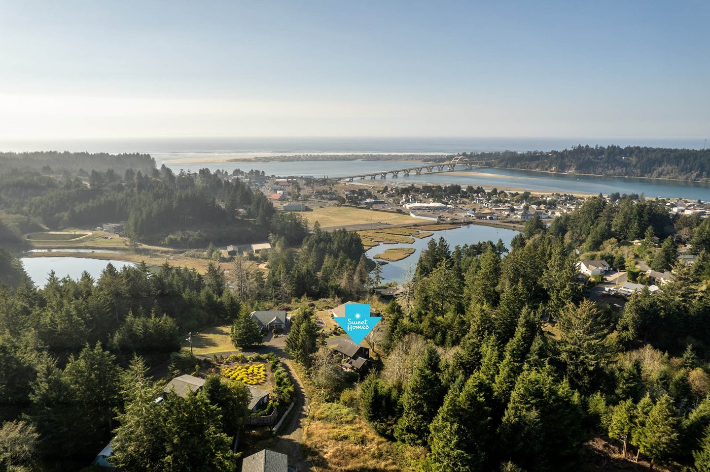 Beautiful forests surround Waldport and the home.
